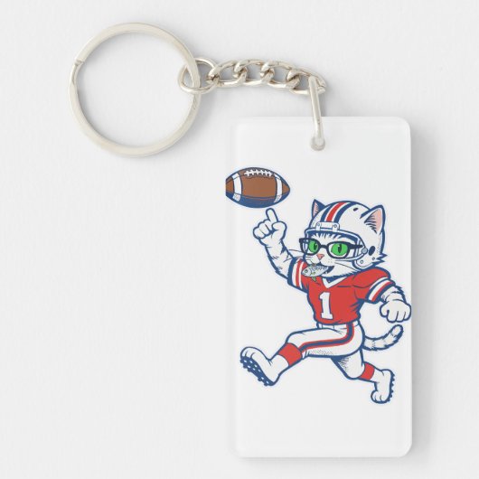 Grappige kat voetbalspeler sleutelhanger (Voorkant)