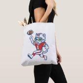 Grappige kat voetbalspeler tote bag (Dichtbij)