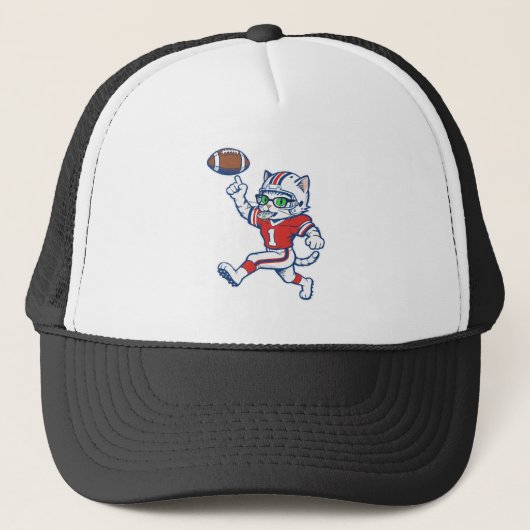 Grappige kat voetbalspeler trucker pet (Voorkant)