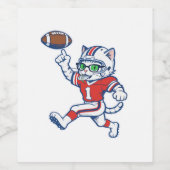 Grappige kat voetbalspeler wijn etiket (Enkel label)