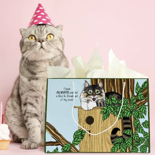 Grappige kat vogelhuis Bed & Breakfast Whimsical Groot Cadeauzakje