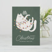 Grappige kat vrolijk kerstgroet feestdagenkaart (Staand voorkant)