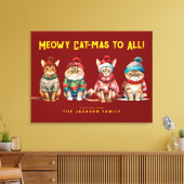 Grappige kat Vrolijk rood kerstdecor Groeten Canvas Afdruk (Insitu (Woonkamer))