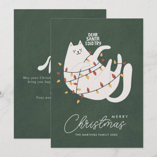 Grappige kat Vrolijke Kerstmis Groet Feestdagenkaart (Voorkant / Achterkant)