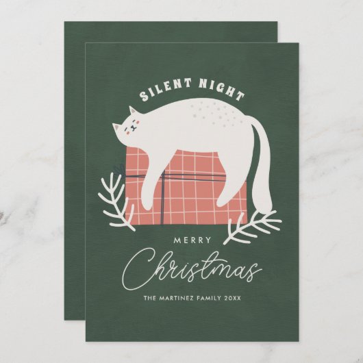 Grappige kat Vrolijke Kerstmis Groet Feestdagenkaart (Voorkant / Achterkant)