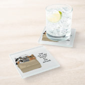 Grappige Kat Vrouw Starter Kit Humor Wit Glazen Onderzetter (Schuin)