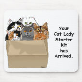 Grappige Kat Vrouw Starter Kit Humor Wit Muismat (Voorkant)