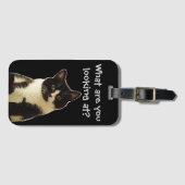 Grappige kat "Waar kijk je naar!" slogan Bagagelabel (Voorkant (horizontaal))