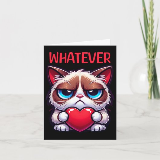 Grappige Kat Wat Dan Ook Mopperige Valentijn Kaart (Voorkant)