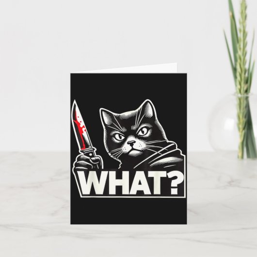 Grappige Kat Wat Grappige Halloween Zwarte Kat Man Kaart (Voorkant)