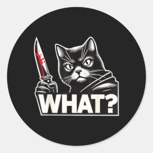 Grappige Kat Wat Grappige Halloween Zwarte Kat Man Ronde Sticker