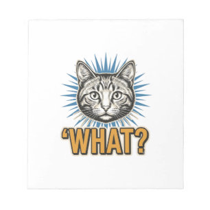 Grappige Kat 'WAT_' Vintage Gravure Grafisch T-shi Notitieblok