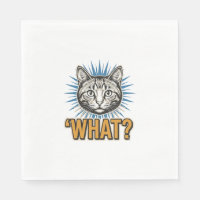 Grappige Kat 'WAT_' Vintage Gravure Grafisch T-shi