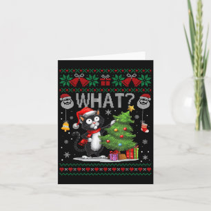 Grappige Kat Wat Zwarte Kat Kerstboom Lelijke Kers Kaart