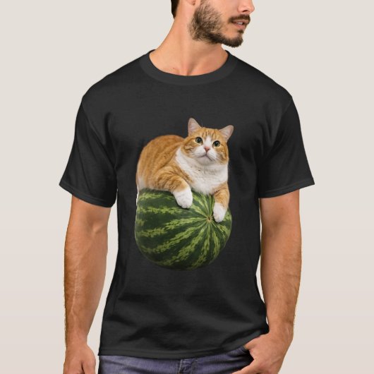 Grappige Kat Watermeloen Katten Meme Fan T-shirt (Voorkant)