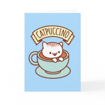 Grappige kat wenskaart: CATPUCCINO