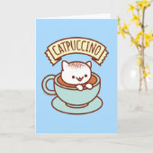 Grappige kat wenskaart: KATTENPUCCINO Kaart (Gele Bloem)