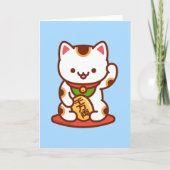 Grappige Kat Wenskaart: MANEKI-NEKO Kaart (Voorkant)