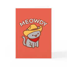 Grappige kat wenskaart: MEOWDY
