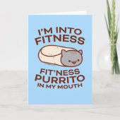 Grappige kat wenskaart: PURRITO FITNESS Kaart (Voorkant)