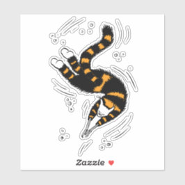 Grappige kat wezen met skelet handen zwemmend sticker