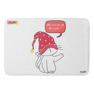 Grappige kat, wie deed het licht uit? badmat