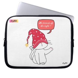Grappige kat, wie deed het licht uit? laptop sleeve