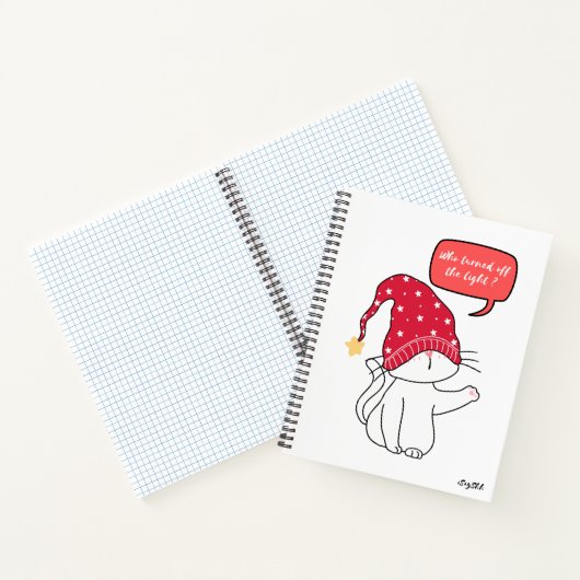 grappige kat, wie deed het licht uit? notitieboek (Binnen)