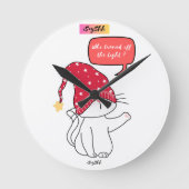 Grappige kat, wie deed het licht uit? ronde klok (Voorkant)