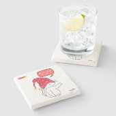 Grappige kat, wie deed het licht uit? stenen onderzetter (Zijkant)