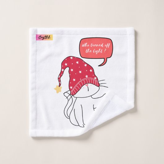 Grappige kat, wie deed het licht uit? washandje (Wasdoekje)