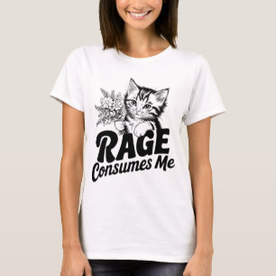 Grappige kat woede verbruikt me t-shirt