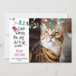 Grappige kat zegt Miauwe Kerst Foto kat naam Feestdagenkaart