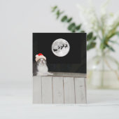 Grappige kat ziet de kerstman feestdagenkaart (Staand voorkant)