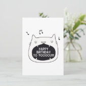 Grappige kat zingen gelukkige verjaardag voor u feestdagenkaart (Staand voorkant)