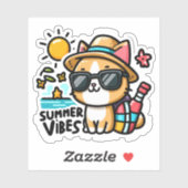 Grappige kat zomer vibes sticker (Vel)