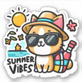 Grappige kat zomer vibes sticker (Voorkant)