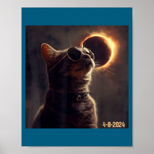 Grappige Kat Zonnebril Totale Zonsverduistering Poster