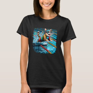 Grappige Kat Zwemmer Zwemmen Zwemcoach Zwemmer Kat T-shirt