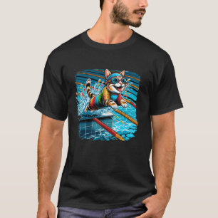 Grappige Kat Zwemmer Zwemmen Zwemcoach Zwemmer Kat T-shirt