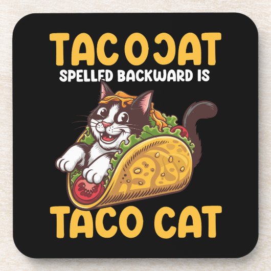 Grappige katachtige tacoCat achterwaarts gespeld i Bier Onderzetter (Voorkant)