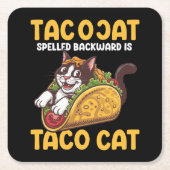 Grappige katachtige tacoCat achterwaarts gespeld i Kartonnen Onderzetters (Voorkant)