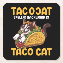 Grappige katachtige tacoCat achterwaarts gespeld i Kartonnen Onderzetters