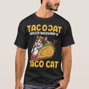 Grappige katachtige tacoCat achterwaarts gespeld i T-shirt
