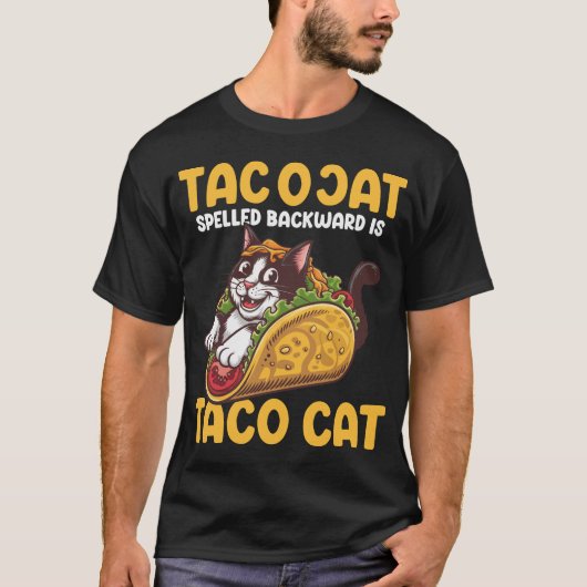 Grappige katachtige tacoCat achterwaarts gespeld i T-shirt (Voorkant)