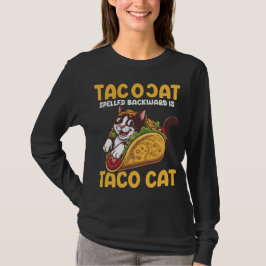Grappige katachtige tacoCat achterwaarts gespeld i T-shirt