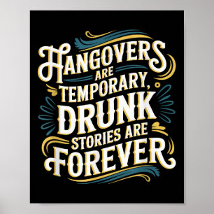 Grappige katerstanden zijn tijdelijk drankgrapjes poster