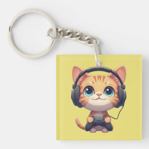 Grappige katgamer - Cadeau voor katteliefhebbers e Sleutelhanger
