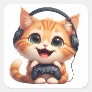 Grappige katgamer - Cadeau voor katteliefhebbers e Vierkante Sticker