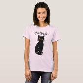 Grappige “Katitude” Zwarte Kat T-Shirt – Schattig (Voorkant volledig)